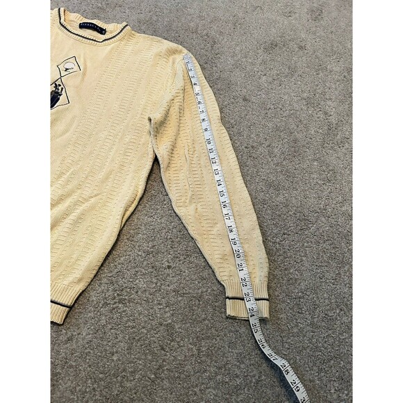 PINNACLE Yellow Crewneck Long Sleeve Cotton Sweater Men M ~Made in USA~ VTG - Picture 7 of 7